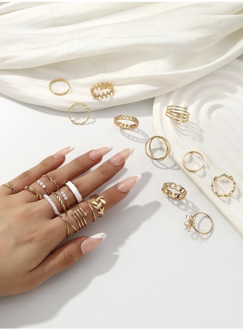 veya WOMEN’S VINTAGE GEOMETRIC RINGS SET – 22 PIECES - Image 2